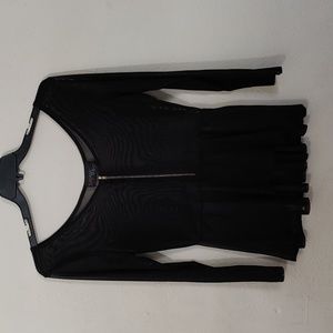 Say Anything Women's Size Large 1/2 Zip Mesh 3/4 Sleeve Top